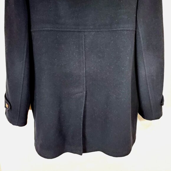 Mario Valente Mens Black Wool & Cashmere Coat Size 44 Fleur-de-lis Buttons Italy - Picture 9 of 14